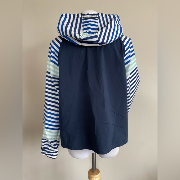 Hunter Target Girl’s Striped Blue Half Zip Hooded Rain Jacket XL NWOT - Picture 3 of 7